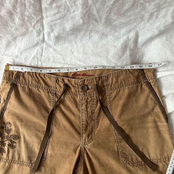 Eddie Bauer Trouser High Rise Button Ankle Adjustable Tab Leg Women's Brown Carg - Picture 14 of 16